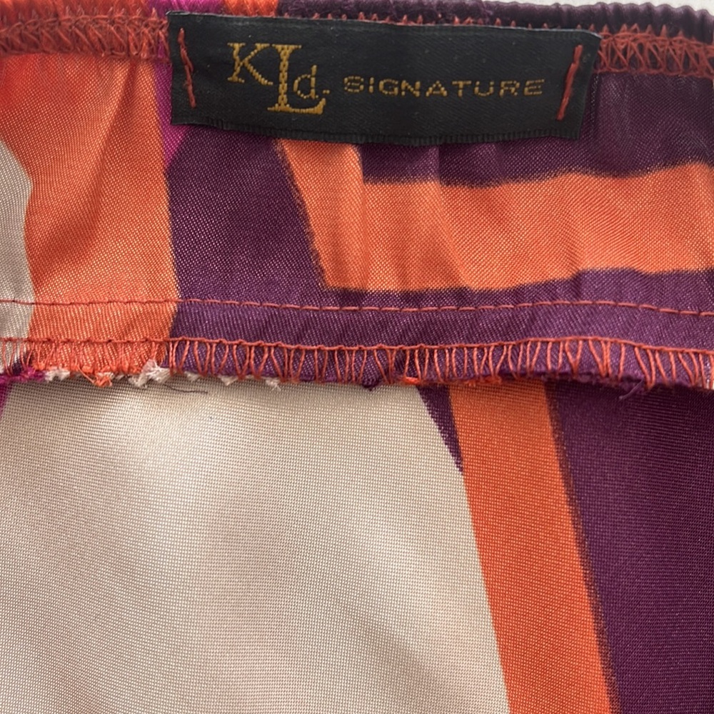 NWOT KLD Signature Abstract Print Silk Slip Satin Vintage Halter Mini Dress -M - Picture 8 of 9
